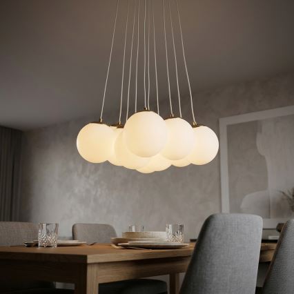 Brilagi - Luster na sajli GLOBE 10xE14/15W/230V bela