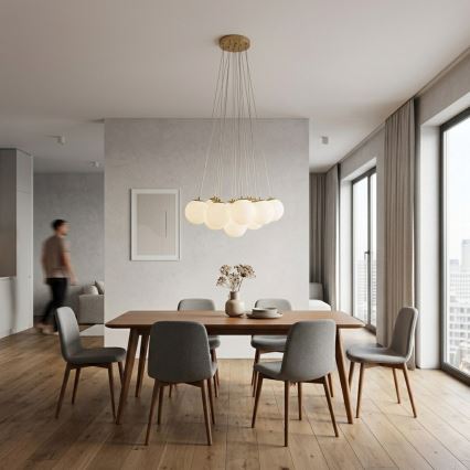 Brilagi - Luster na sajli GLOBE 15xE14/15W/230V bela
