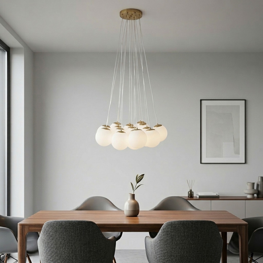 Brilagi - Luster na sajli GLOBE 15xE14/15W/230V bela