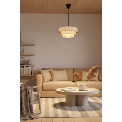 Brilagi - Luster na sajli LUNETA 1xE27/60W/230V, prečnik 40 cm, krem/zlatna
