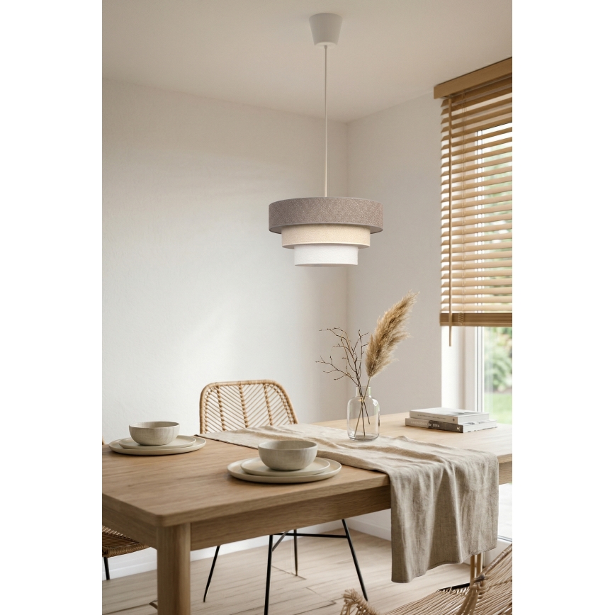 Brilagi - Luster na sajli LUNETA 1xE27/60W/230V prečnik 40 cm siva/krem/bela