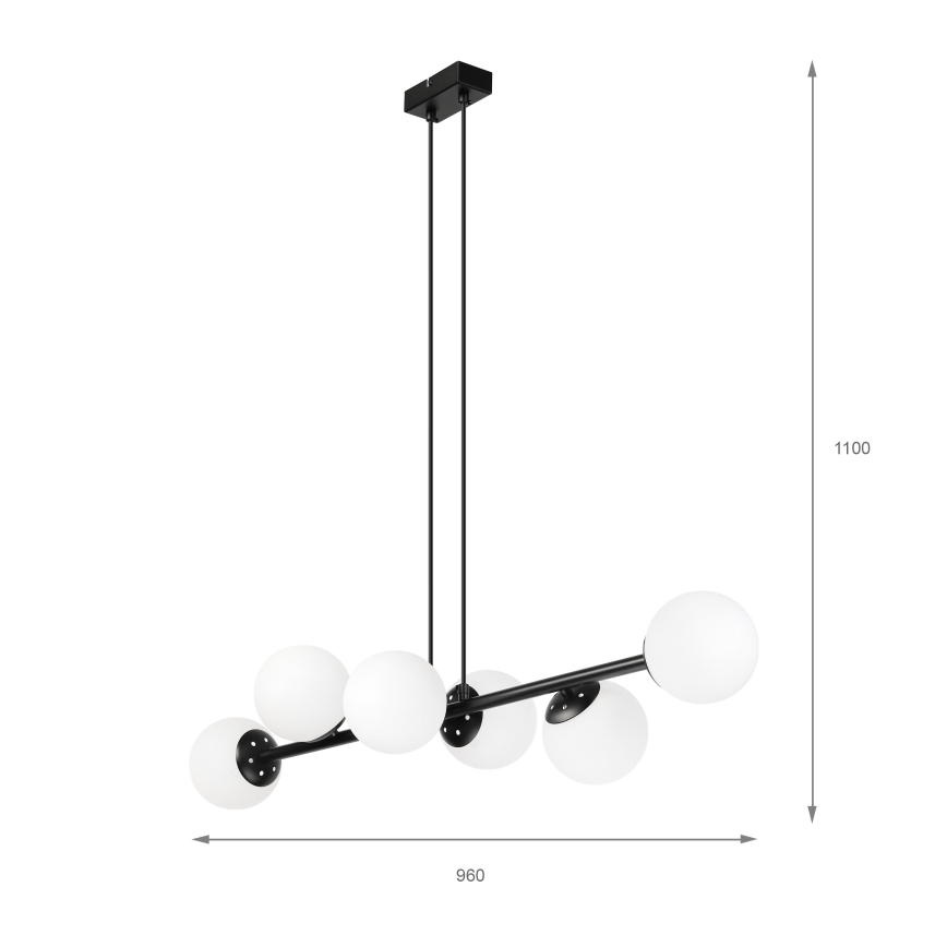 Brilagi - Luster na sajli MALONY 6xE14/20W/230V crni