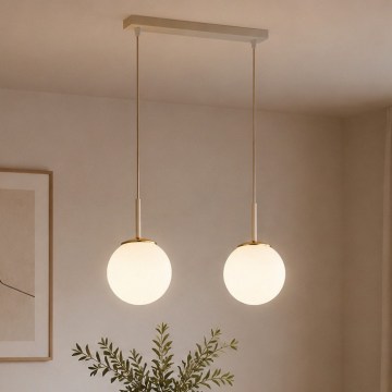 Brilagi - Luster na sajli MILO 2xE27/60W/230V bež/zlatna