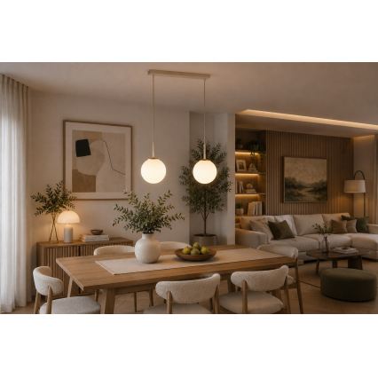 Brilagi - Luster na sajli MILO 2xE27/60W/230V bež/zlatna