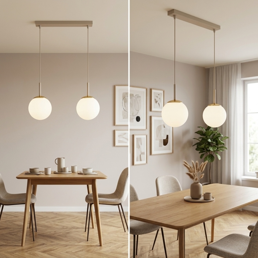 Brilagi - Luster na sajli MILO 2xE27/60W/230V bež/zlatna