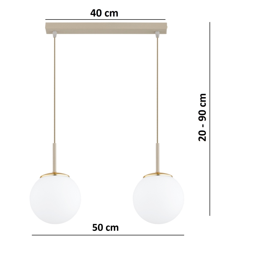 Brilagi - Luster na sajli MILO 2xE27/60W/230V bež/zlatna