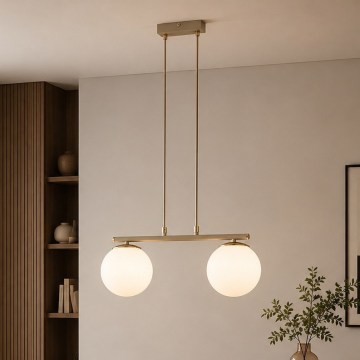 Brilagi - Luster na sajli MILO 2xE27/60W/230V bež/zlatna