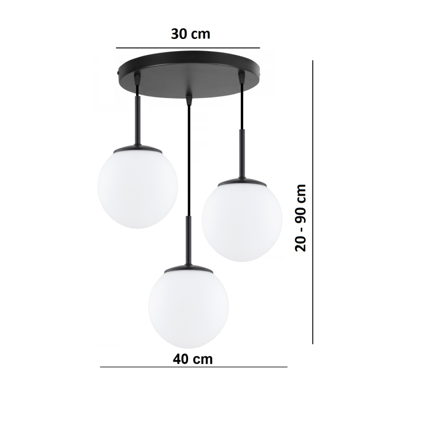 BRILAGI - Luster na sajli MILO 3xE27/60W/230V crna