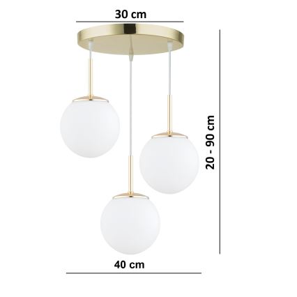 Brilagi - Luster na sajli MILO 3xE27/60W/230V zlatna