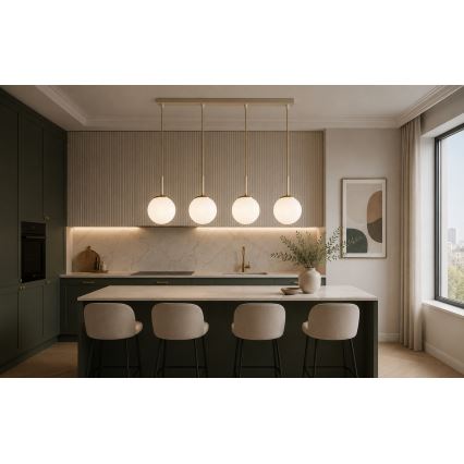 Brilagi - Luster na sajli MILO 4xE27/60W/230V bež/zlatna