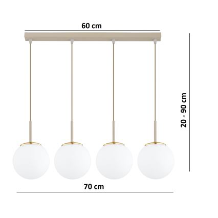 Brilagi - Luster na sajli MILO 4xE27/60W/230V bež/zlatna