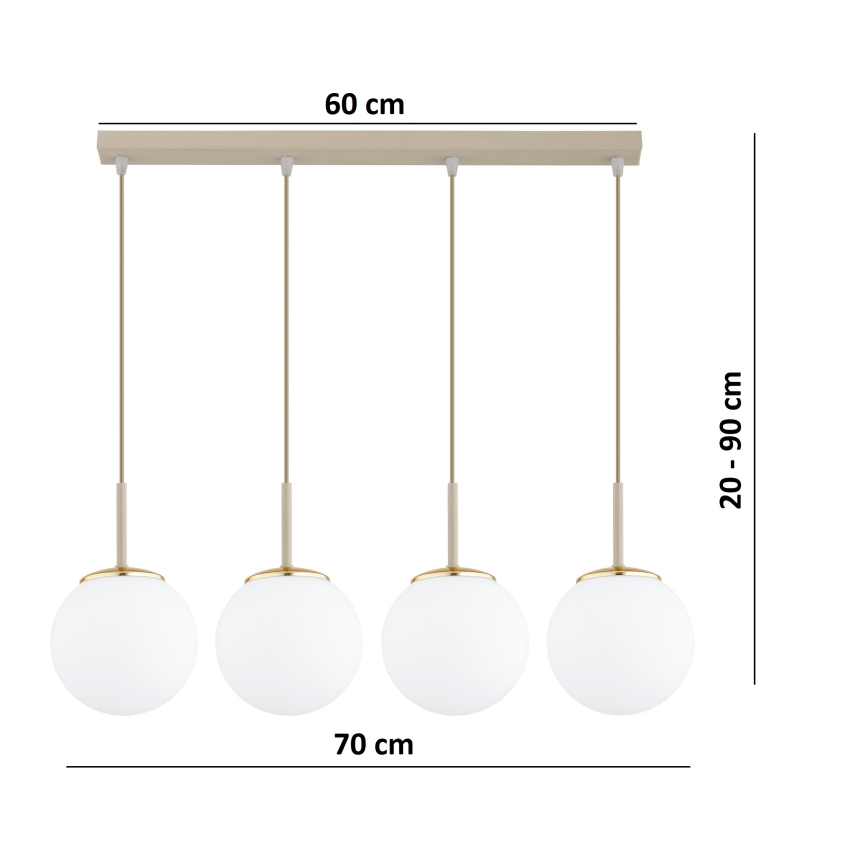 Brilagi - Luster na sajli MILO 4xE27/60W/230V bež/zlatna