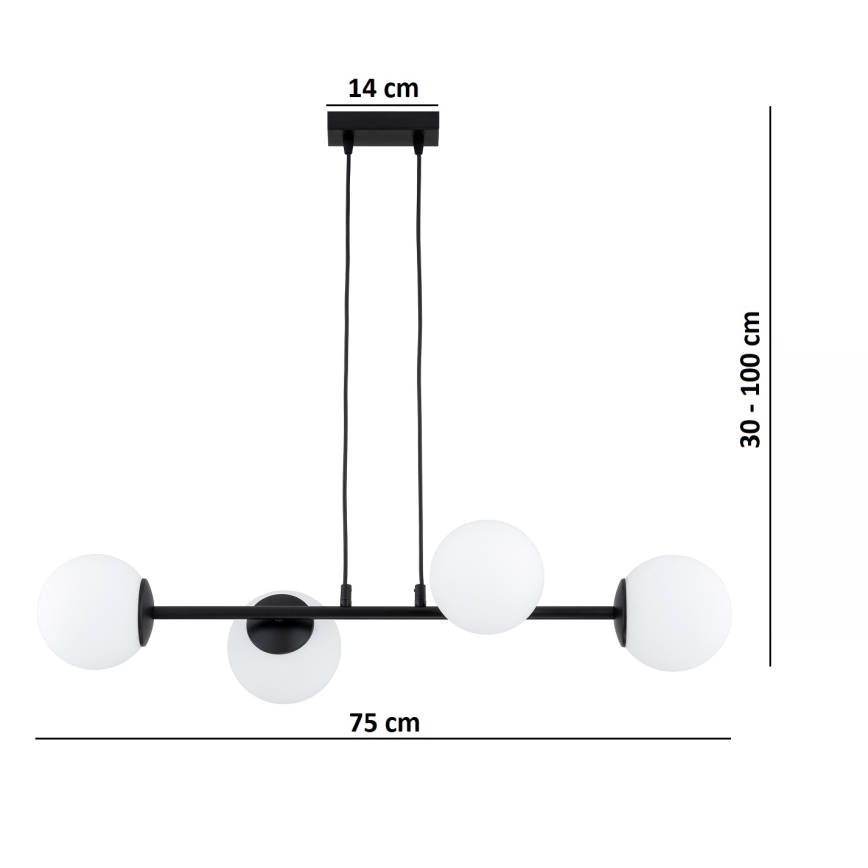 Brilagi - Luster na sajli MILO 4xE27/60W/230V crna
