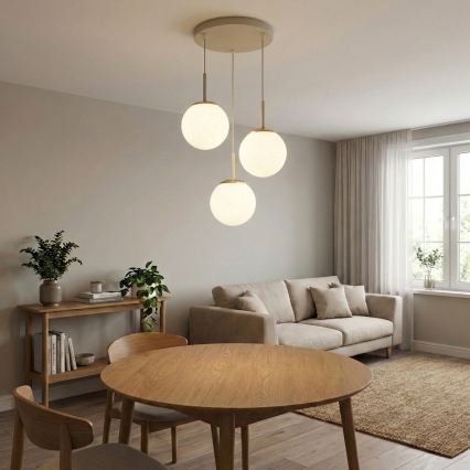 Brilagi - Luster na sajli MILO ECRU 3xE27/60W/230V bež/zlatna
