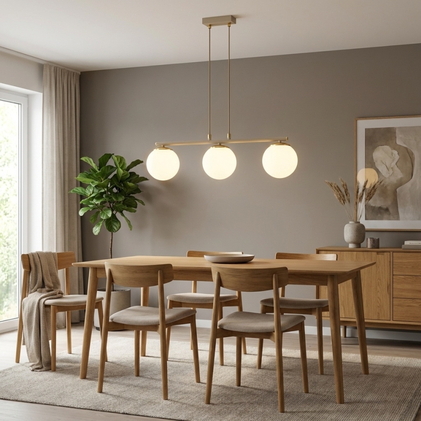 Brilagi - Luster na sajli MILO ECRU 3xE27/60W/230V bež/zlatna