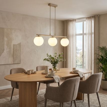 Brilagi - Luster na sajli MILO ECRU 3xE27/60W/230V bež/zlatna