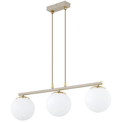 Brilagi - Luster na sajli MILO ECRU 3xE27/60W/230V bež/zlatna
