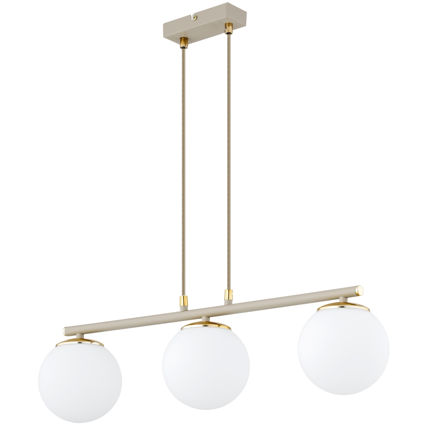 Brilagi - Luster na sajli MILO ECRU 3xE27/60W/230V bež/zlatna