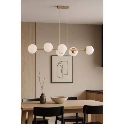 Brilagi - Luster na sajli MILO ECRU 6xE27/60W/230V bež/zlatan