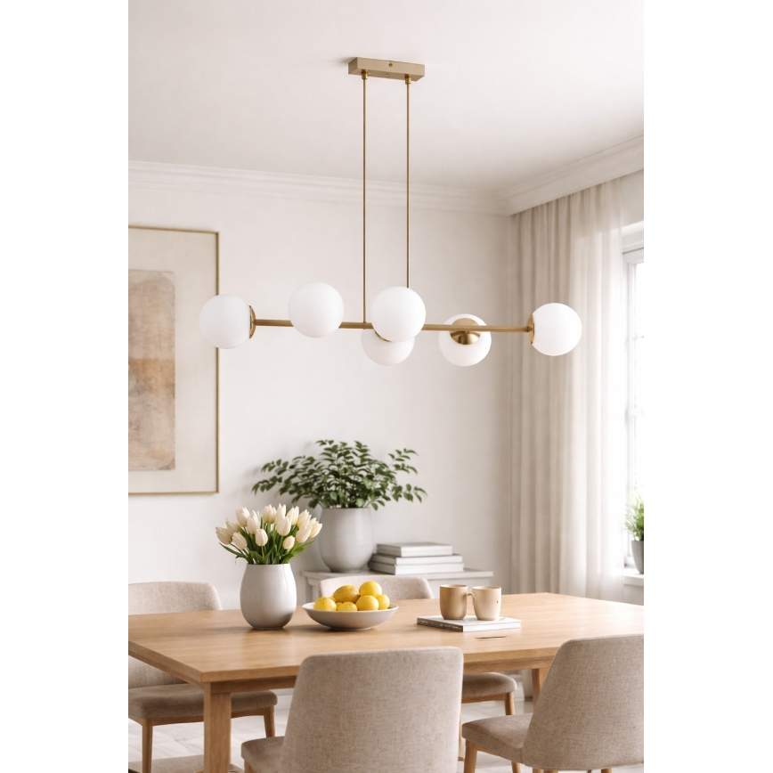 Brilagi - Luster na sajli MILO ECRU 6xE27/60W/230V bež/zlatan