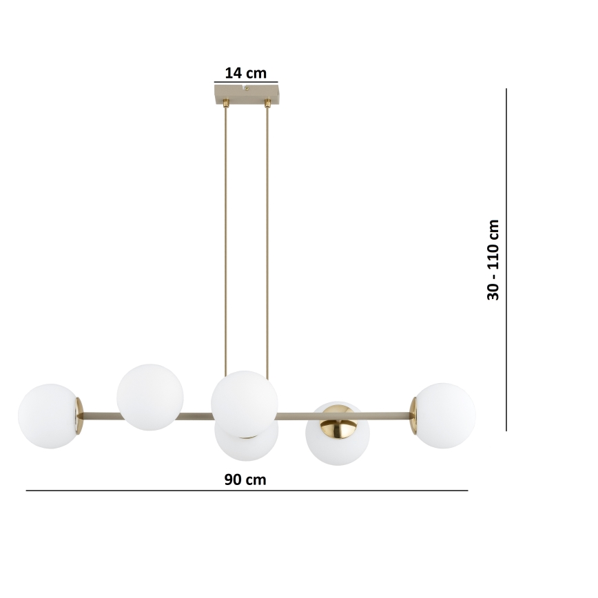 Brilagi - Luster na sajli MILO ECRU 6xE27/60W/230V bež/zlatan