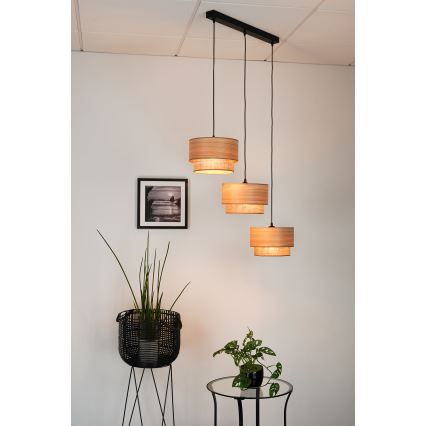 Brilagi - Luster na sajli MONTANA BOHO 3xE27/15W/230V braon/crna