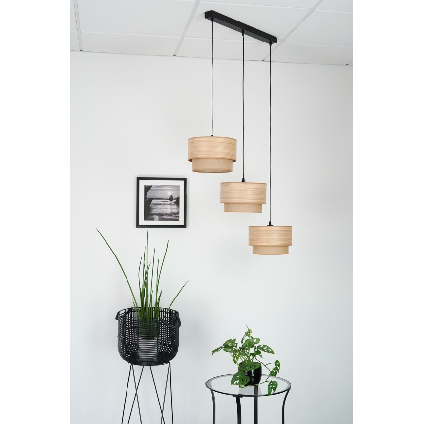 Brilagi - Luster na sajli MONTANA BOHO 3xE27/15W/230V braon/crna