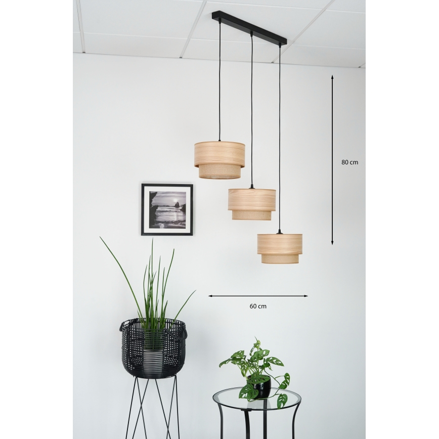 Brilagi - Luster na sajli MONTANA BOHO 3xE27/15W/230V braon/crna