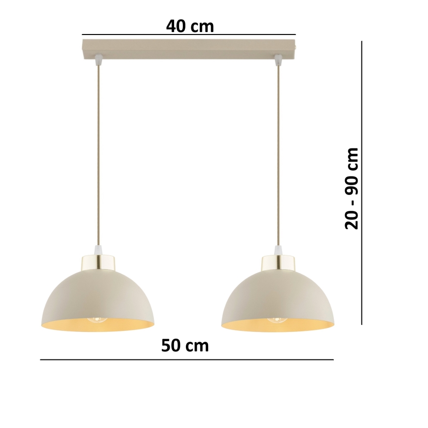 Brilagi - Luster na sajli MOON 2xE27/60W/230V, bež/zlatna