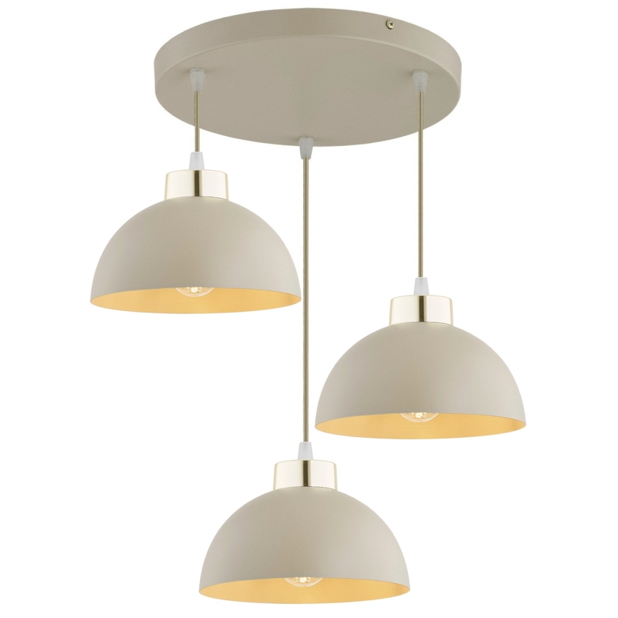 Brilagi - Luster na sajli MOON 3xE27/60W/230V bež/zlatan