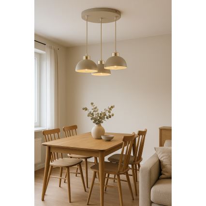 Brilagi - Luster na sajli MOON 3xE27/60W/230V bež/zlatan