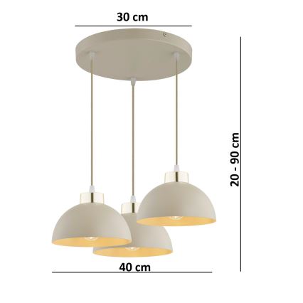 Brilagi - Luster na sajli MOON 3xE27/60W/230V bež/zlatan