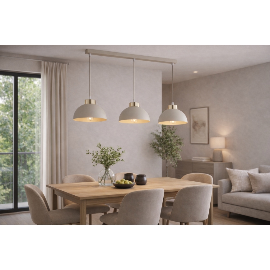 Brilagi - Luster na sajli MOON 3xE27/60W/230V bež/zlatna