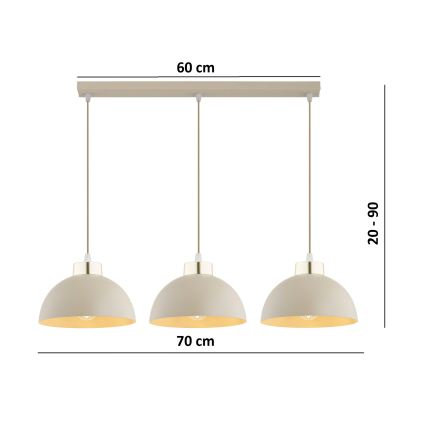 Brilagi - Luster na sajli MOON 3xE27/60W/230V bež/zlatna
