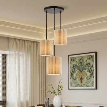 Brilagi - Luster na sajli NORDIC WAVE 3xE27/15W/230V prečnik 38 cm lan/crna