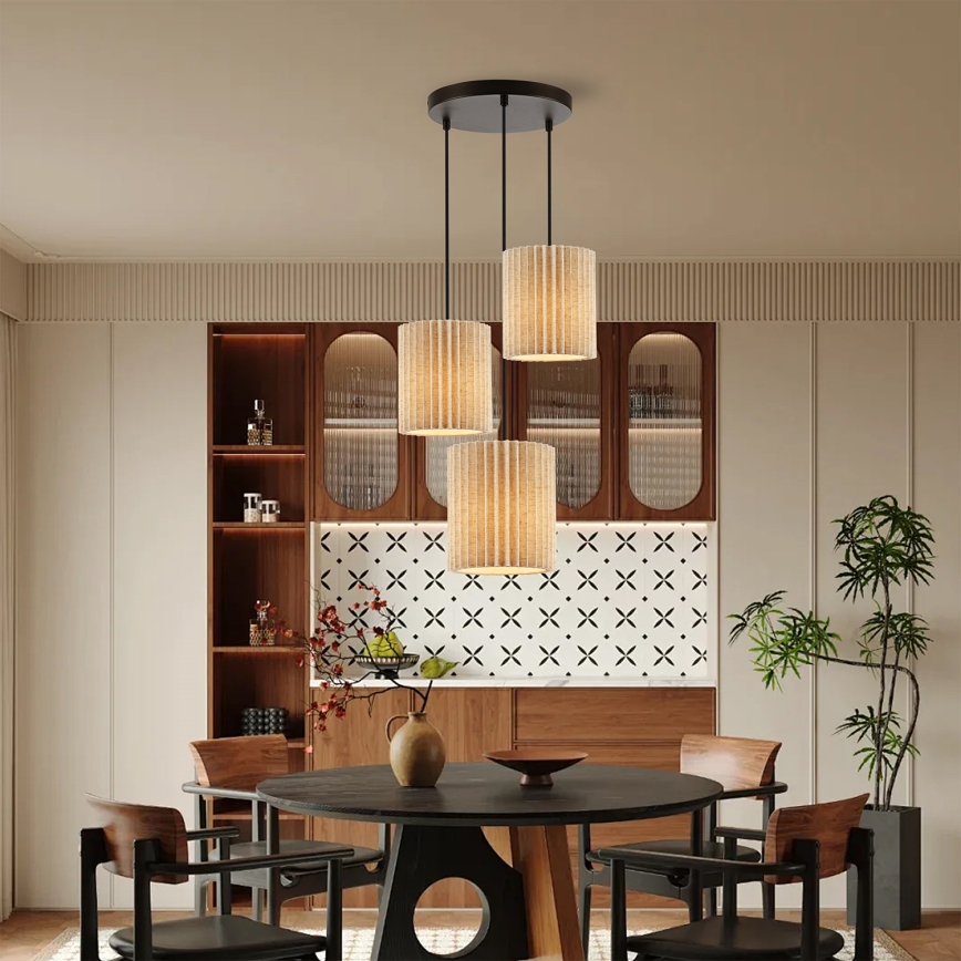 Brilagi - Luster na sajli NORDIC WAVE 3xE27/15W/230V prečnik 38 cm lan/crna