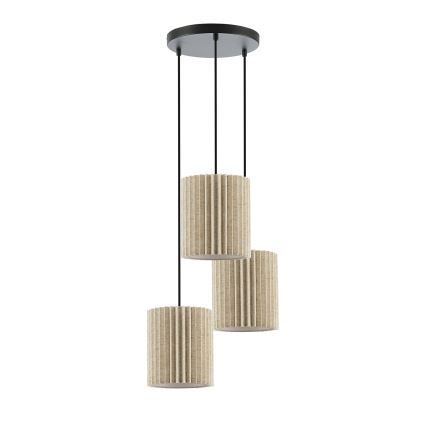 Brilagi - Luster na sajli NORDIC WAVE 3xE27/15W/230V prečnik 38 cm lan/crna