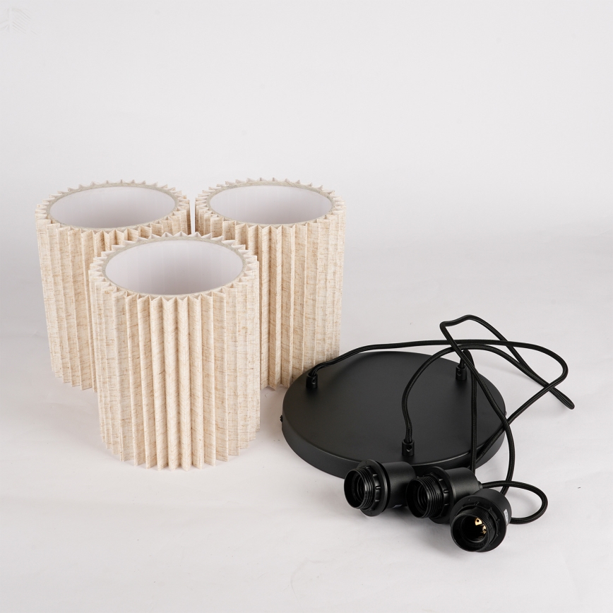 Brilagi - Luster na sajli NORDIC WAVE 3xE27/15W/230V prečnik 38 cm lan/crna