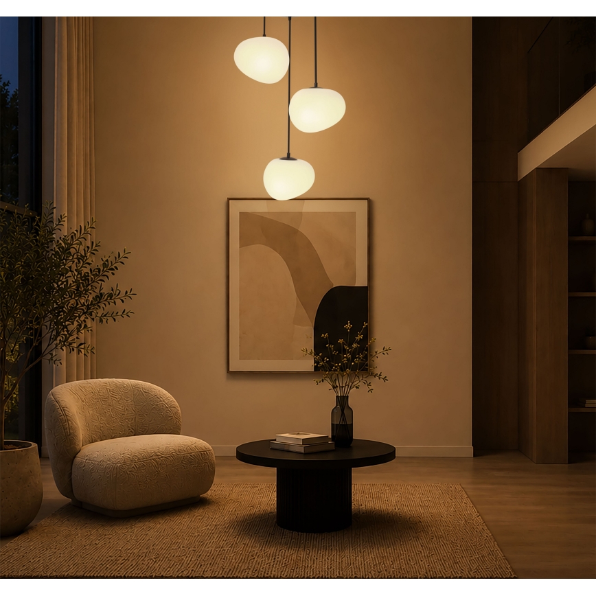 BRILAGI - Luster na sajli PEBBLES 3xE27/40W/230V prečnik 42 cm crna