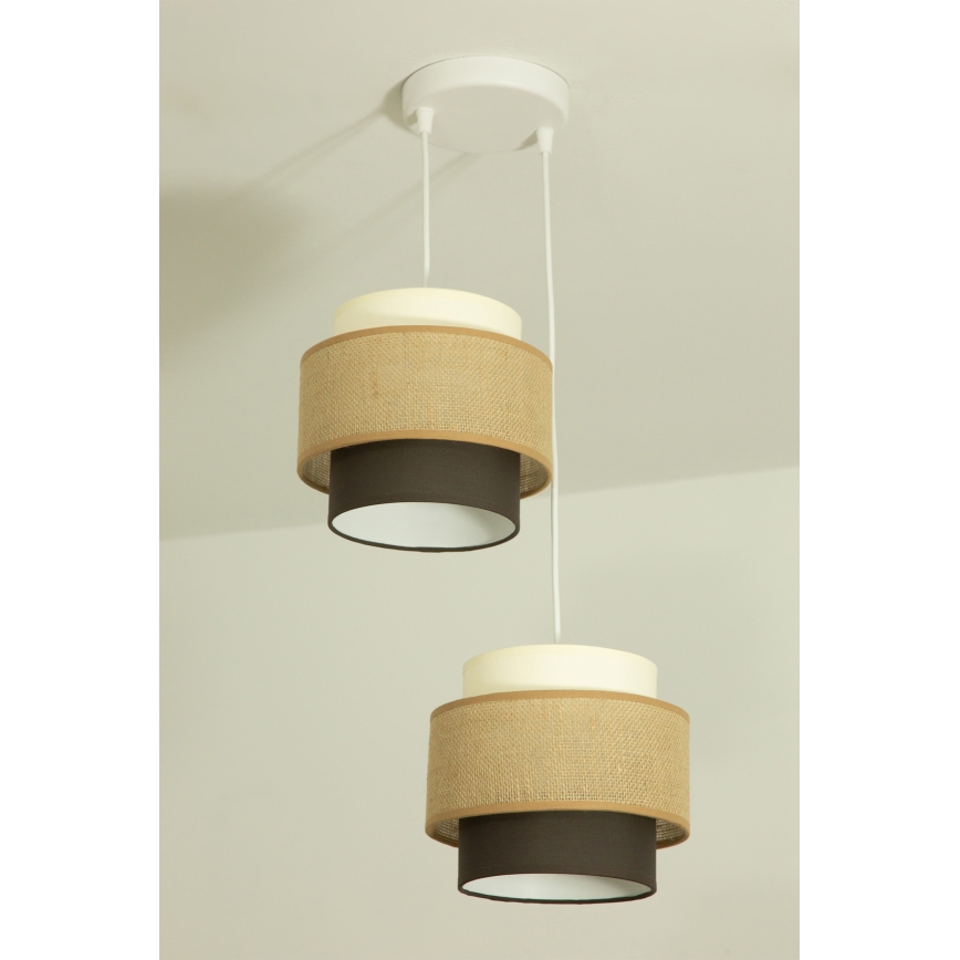 Brilagi - Luster na sajli RESNA 2xE27/60W/230V prečnik 30 cm bež/crna