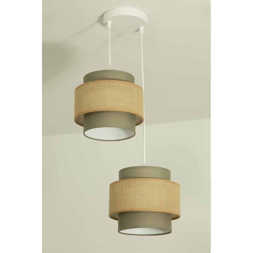 Brilagi - Luster na sajli RESNA 2xE27/60W/230V prečnik 30 cm, smeđa/bež