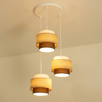 Brilagi - Luster na sajli RESNA 3xE27/60W/230V prečnik 45 cm bež/crna
