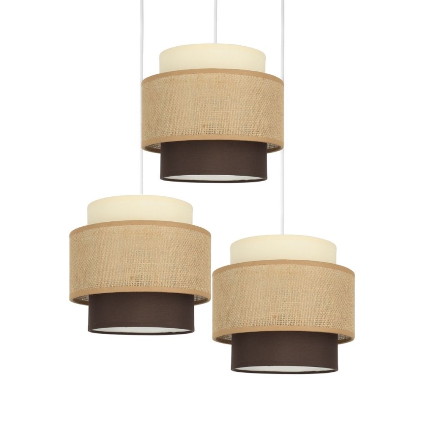 Brilagi - Luster na sajli RESNA 3xE27/60W/230V prečnik 45 cm bež/crna