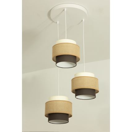 Brilagi - Luster na sajli RESNA 3xE27/60W/230V prečnik 45 cm bež/crna