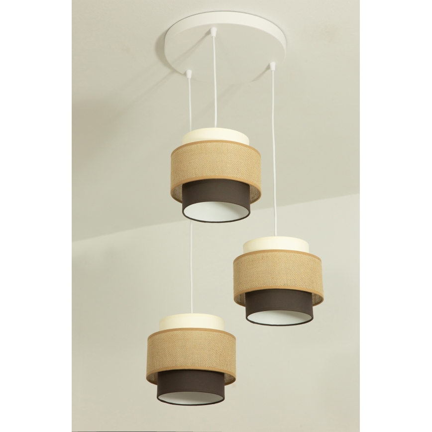 Brilagi - Luster na sajli RESNA 3xE27/60W/230V prečnik 45 cm bež/crna