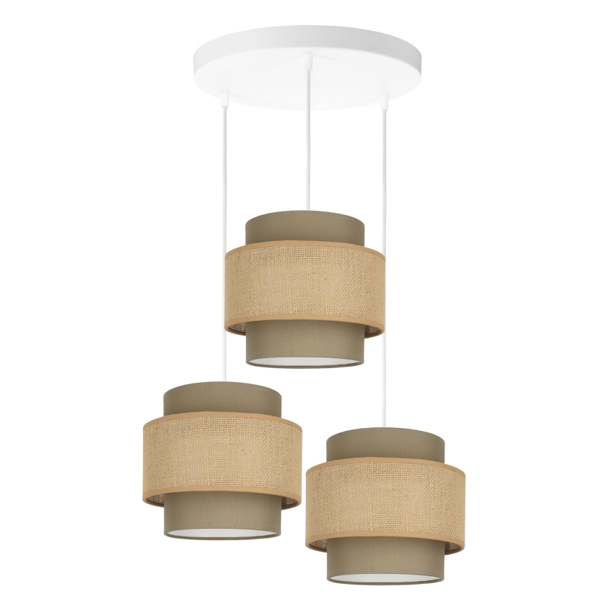 Brilagi - Luster na sajli RESNA 3xE27/60W/230V, prečnik 45 cm, braon/bež