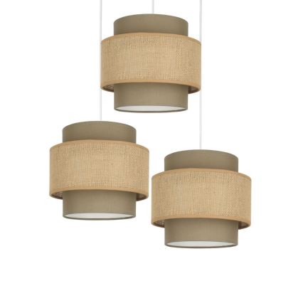 Brilagi - Luster na sajli RESNA 3xE27/60W/230V, prečnik 45 cm, braon/bež