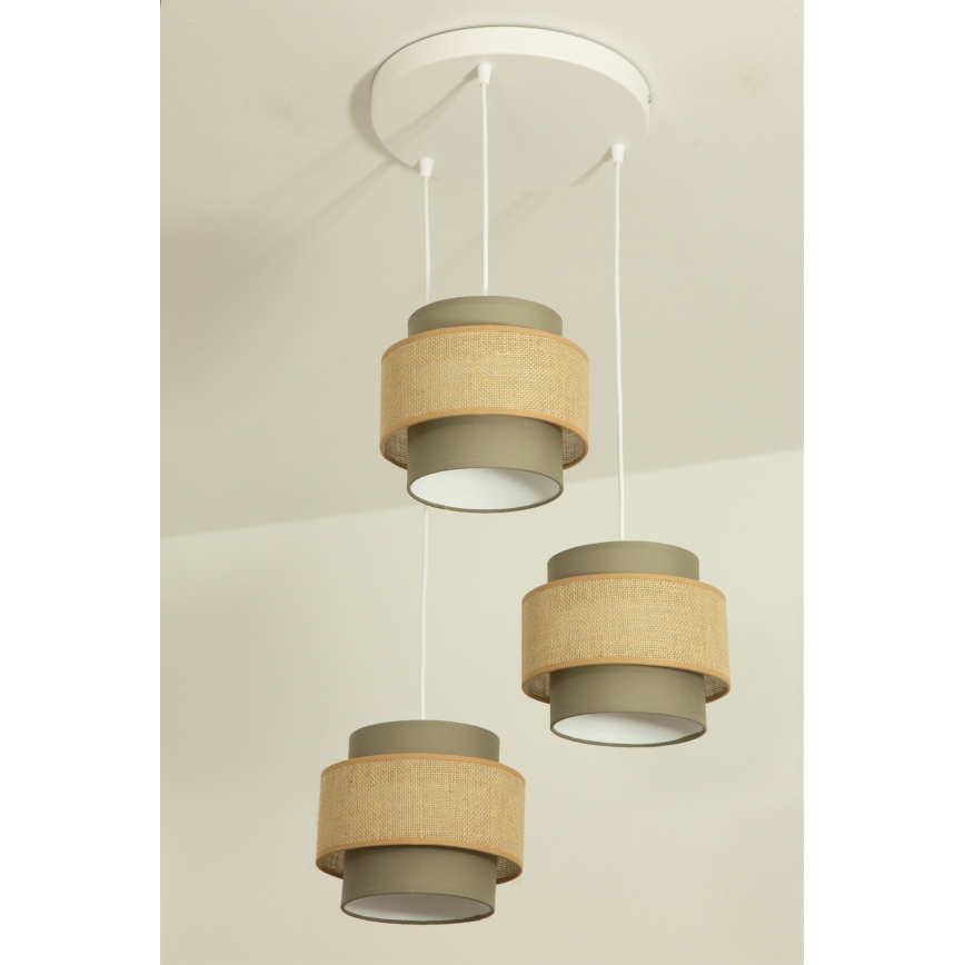 Brilagi - Luster na sajli RESNA 3xE27/60W/230V, prečnik 45 cm, braon/bež