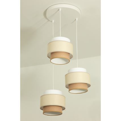 Brilagi - Luster na sajli RESNA 3xE27/60W/230V prečnik 45 cm krem/bež