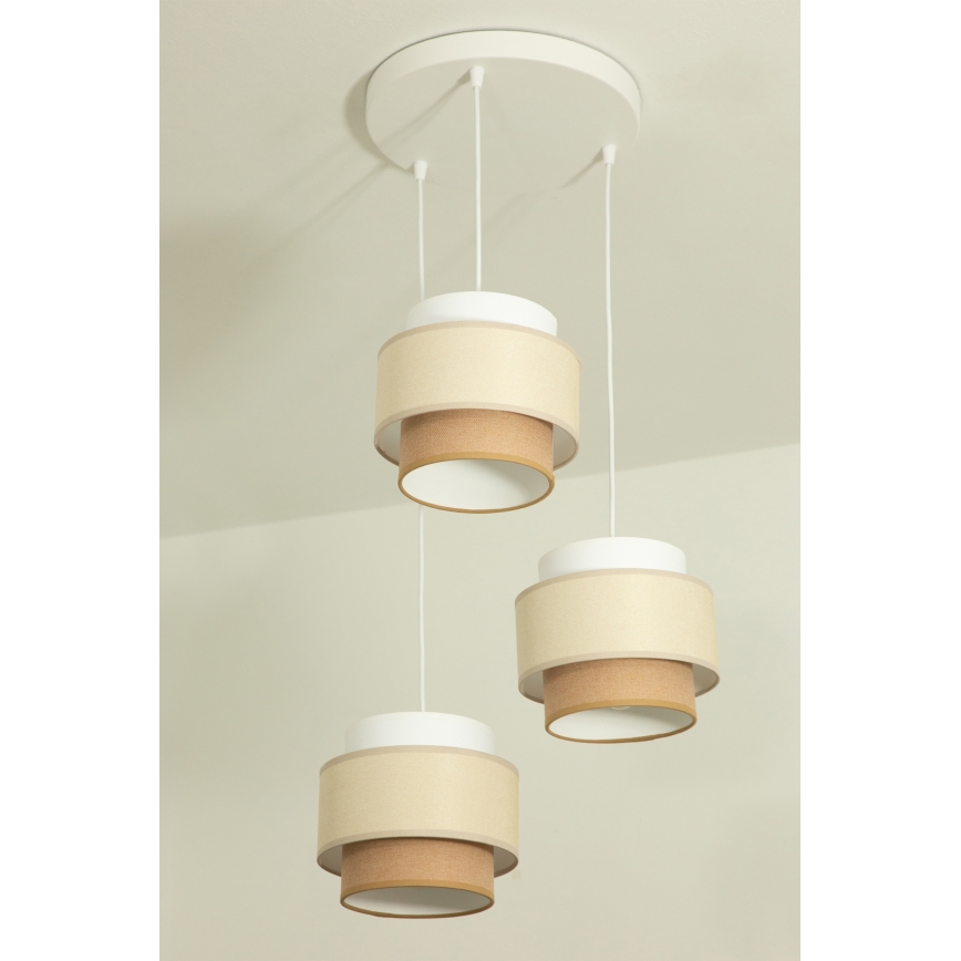Brilagi - Luster na sajli RESNA 3xE27/60W/230V prečnik 45 cm krem/bež